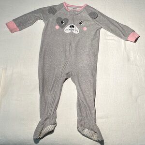 BUNDLE ONLY - Carters Cute Grey Fleece Infant Footie Pajamas - Size 12 Months